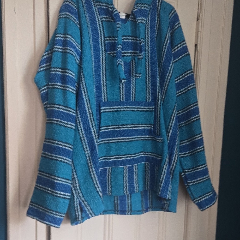 Blue Striped Baja Hoodie Sweatshirt